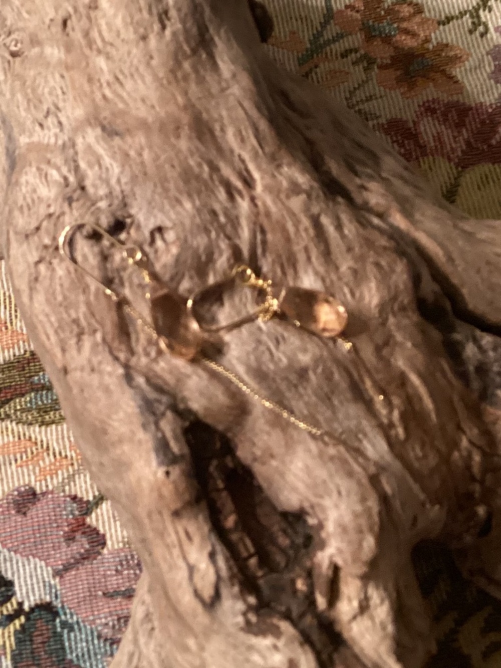 Gold Faceted Champagne Teardrop Crystal Threader Earrings 